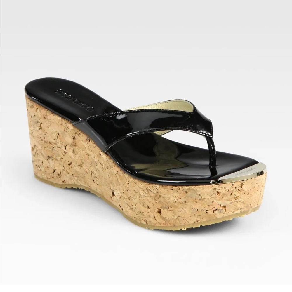 Jimmy Choo Pathos Thong Wedge Sandal. Size 40